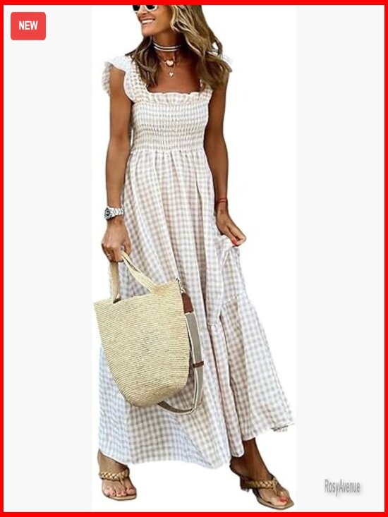 Dresses & Skirts - Sleeveless A-Line Maxi Dress with Smocked Bust and Pockets